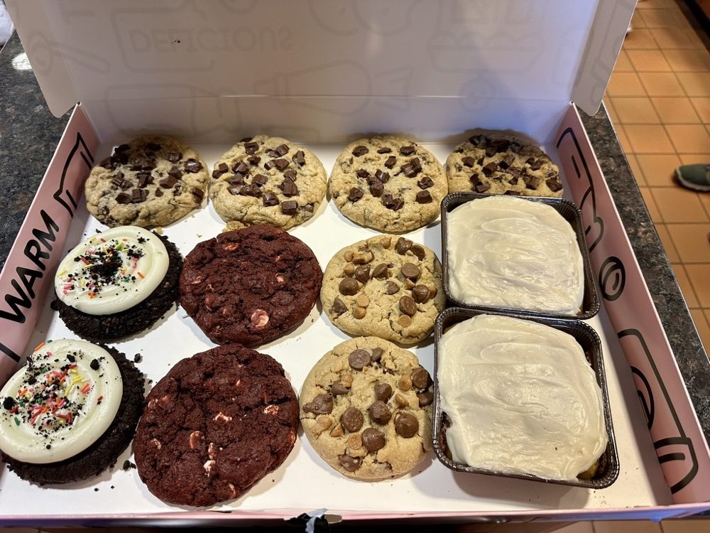 A box of cookies and frosted desserts brought for the Hope Lodge dinner